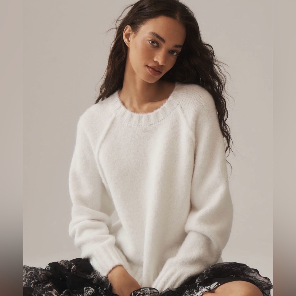 NWT Anthropologie the cline chunky crewneck sweater - white - medium